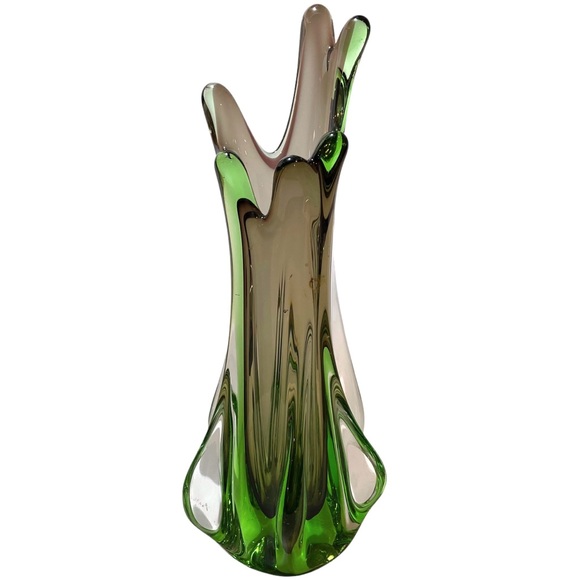 Vintage 1960s Murano Art Glass Sommerso Stretch Fingers Swung Vase 11" Italy - Picture 2 of 15